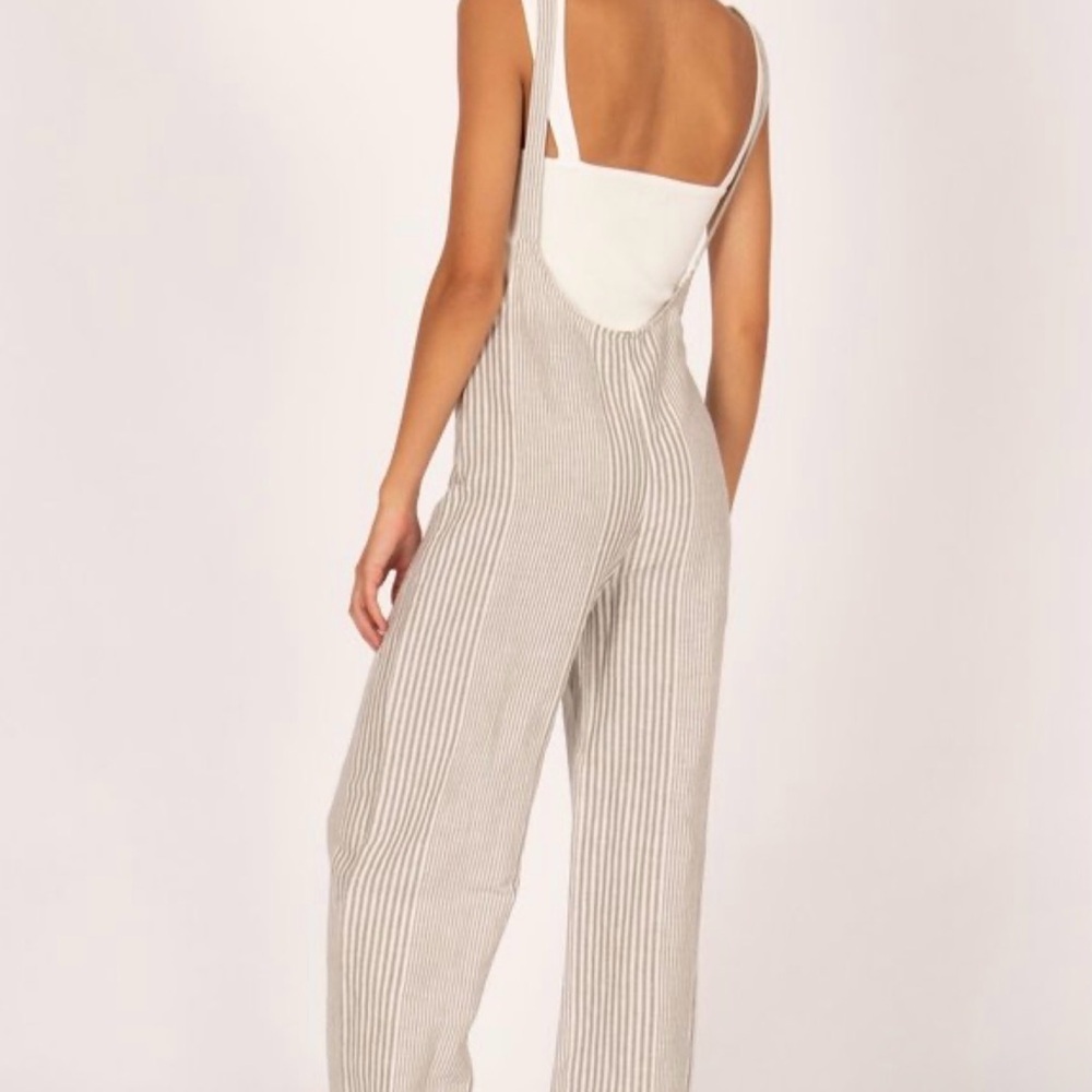 Revolve Amuse Society Fina Striped Linen Blend Overall Jumpsuit Women's Sz Small - Picture 2 of 7
